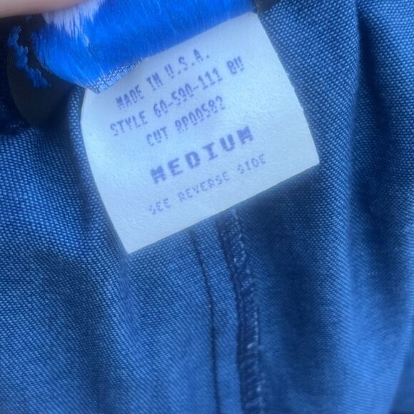 Vintage Western Skirt Womens Medium Blue Chambray Midi Nickel Button Cowgirl - Picture 11 of 12